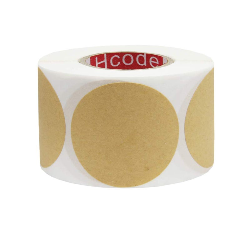 Hcode 2'' Natural Circle Price Stickers Kraft Paper Dots Labels Target Pasters Adhesive Writable Labels 500 Pieces Per Roll (2 inches) - Image 2